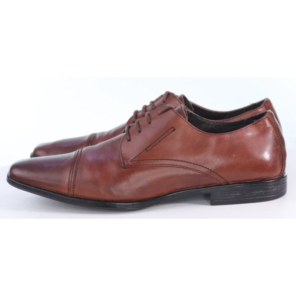 Stacy Adams Men's Cap Toe Dress Shoes Size 10.5 M Leather Brown